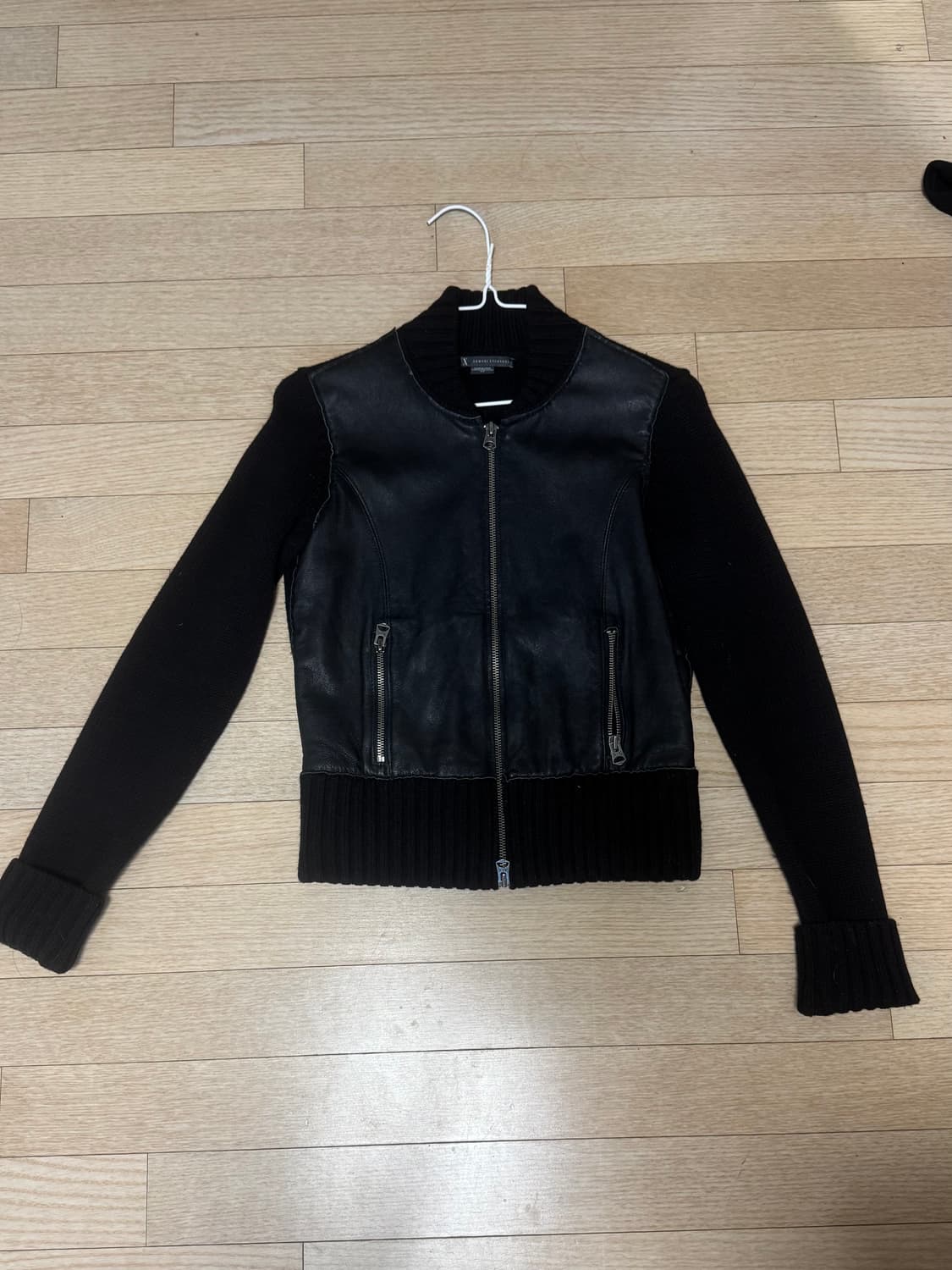 아르마니 익스체인지 투웨이 레더 니트 자켓  상품이미지2