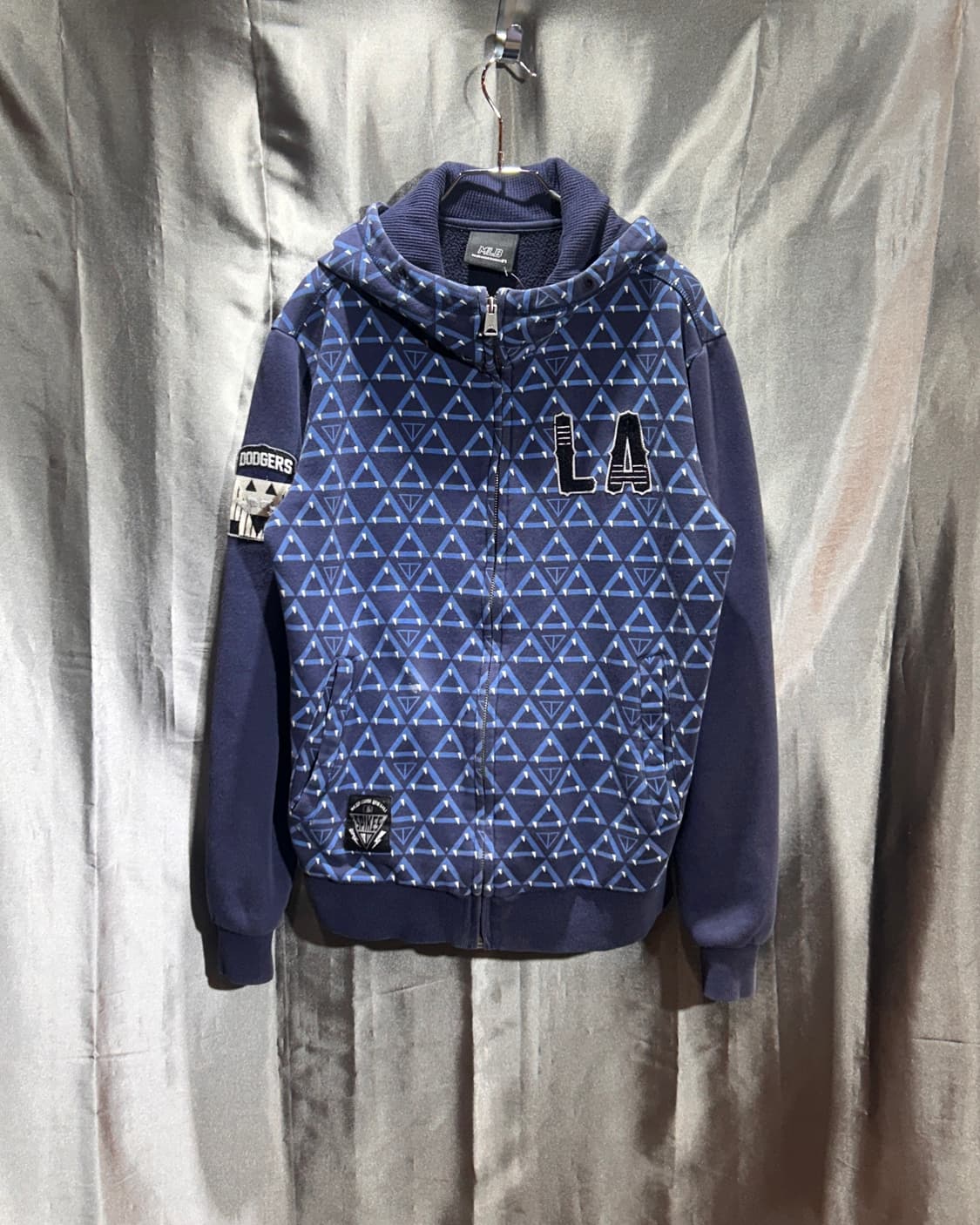 M MLB LA 다저스 지오메트릭 패턴 블루 후드집업 상품이미지2