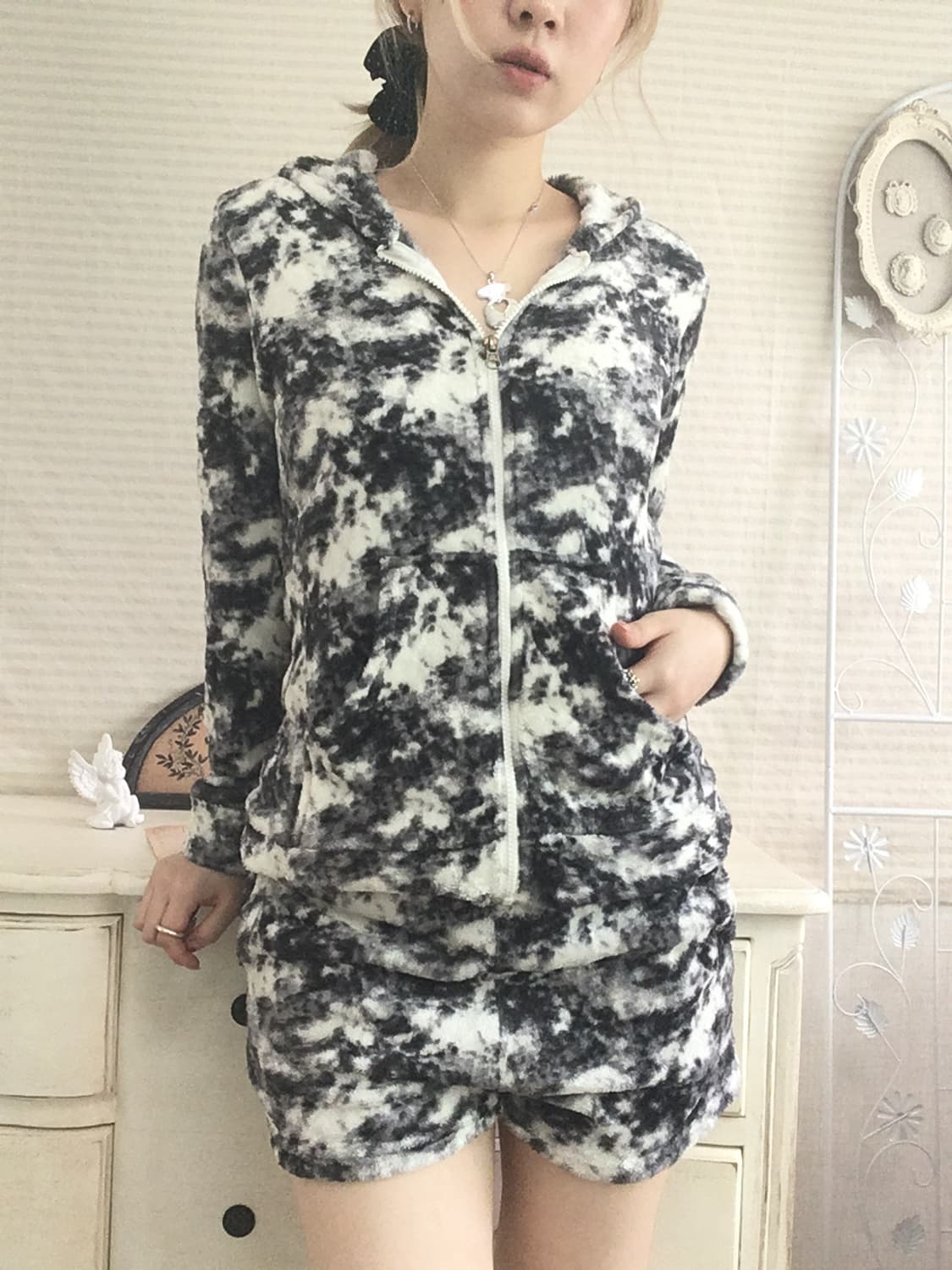 jpn vintage marble fleece pocket half pa 상품이미지5