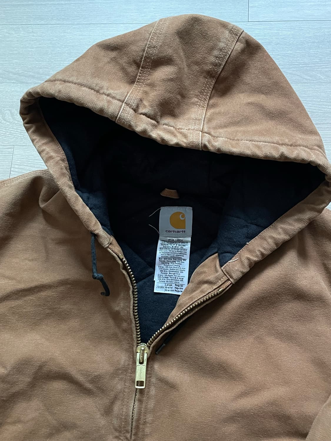 칼하트 j130 BRN 브라운 액티브 자켓 샌드스톤 빈티지  상품이미지4