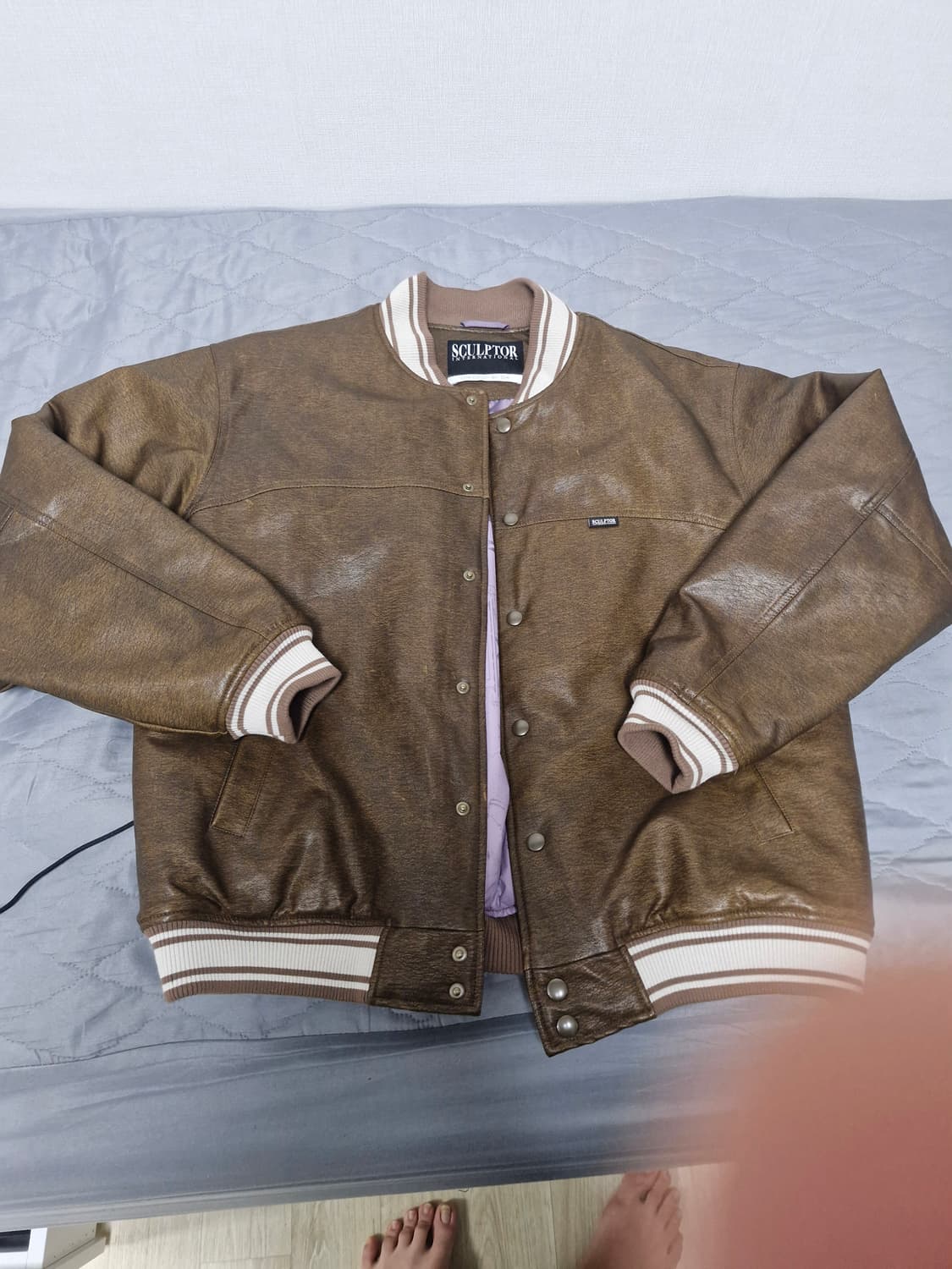 스컬프터 레더 바시티 자켓 l 상품이미지2