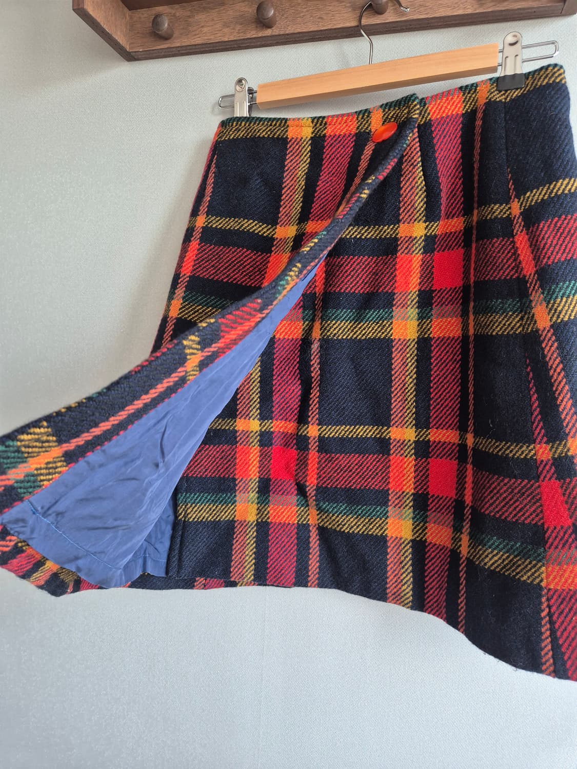 체크 울 랩스커트 상품이미지4