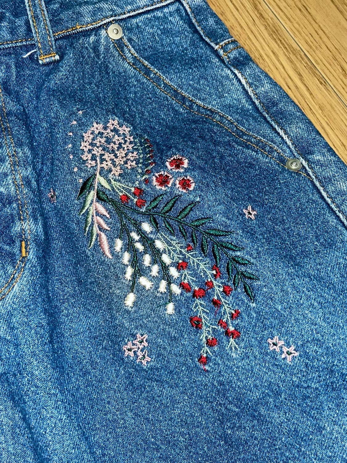 빈티지 자수 청치마 상품이미지2