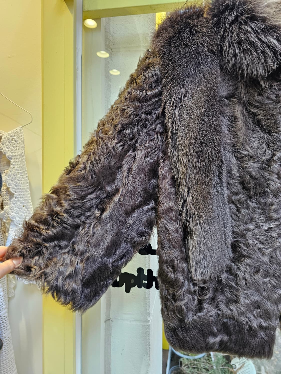 퍼플 딥그레이 램스&폭스 퍼 숏 봄버 상품이미지5