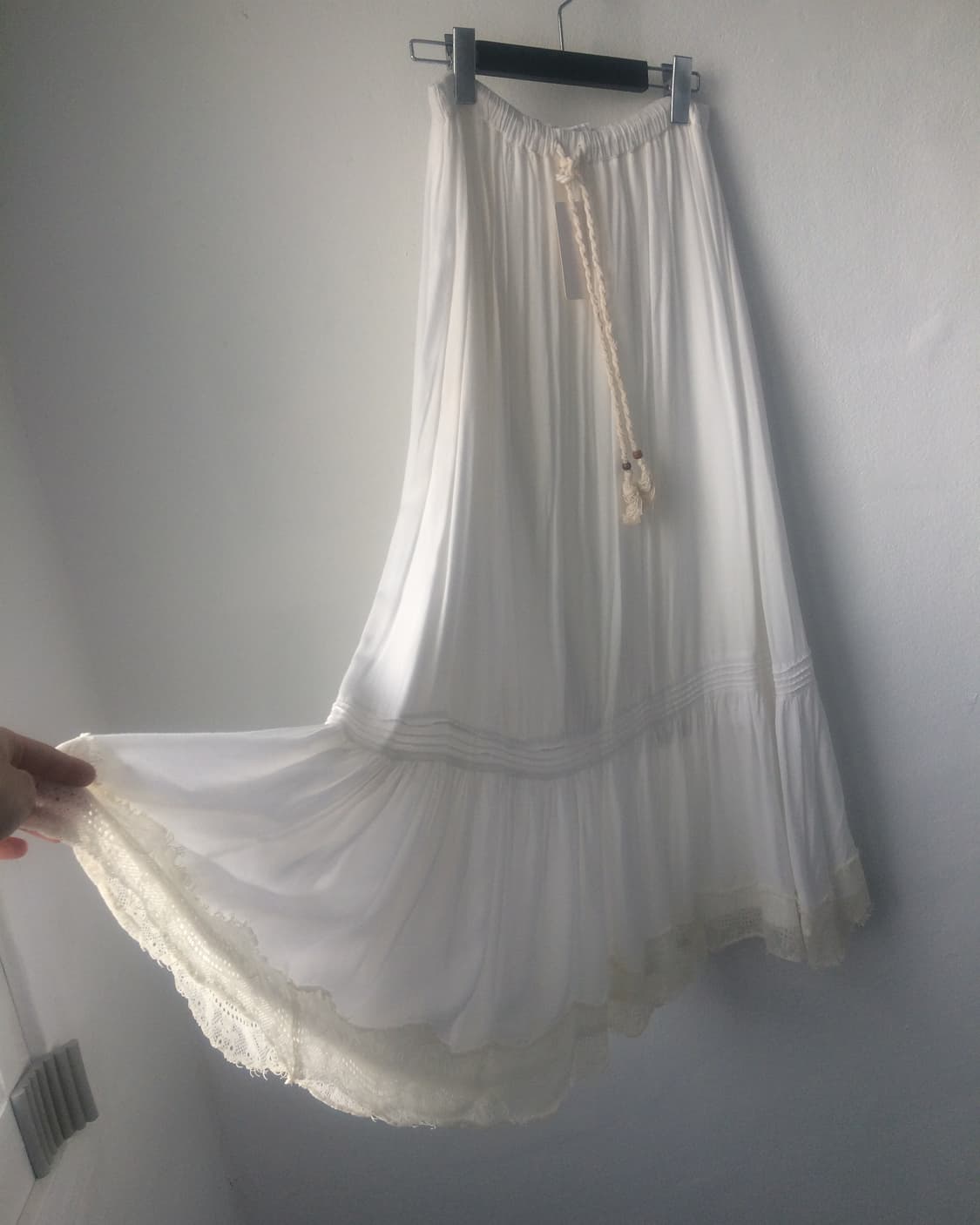 Lace point white long skirt 상품이미지2