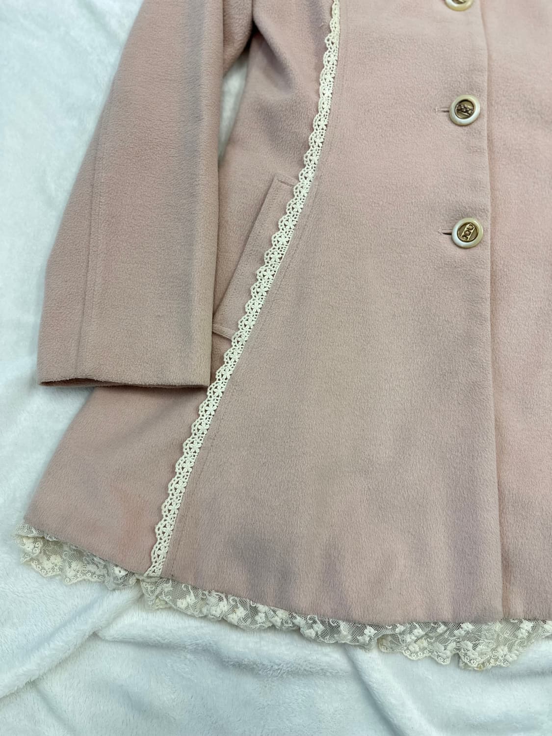 (0)리즈리사 레이스프릴 A라인 리본 코트 핑크 상품이미지4