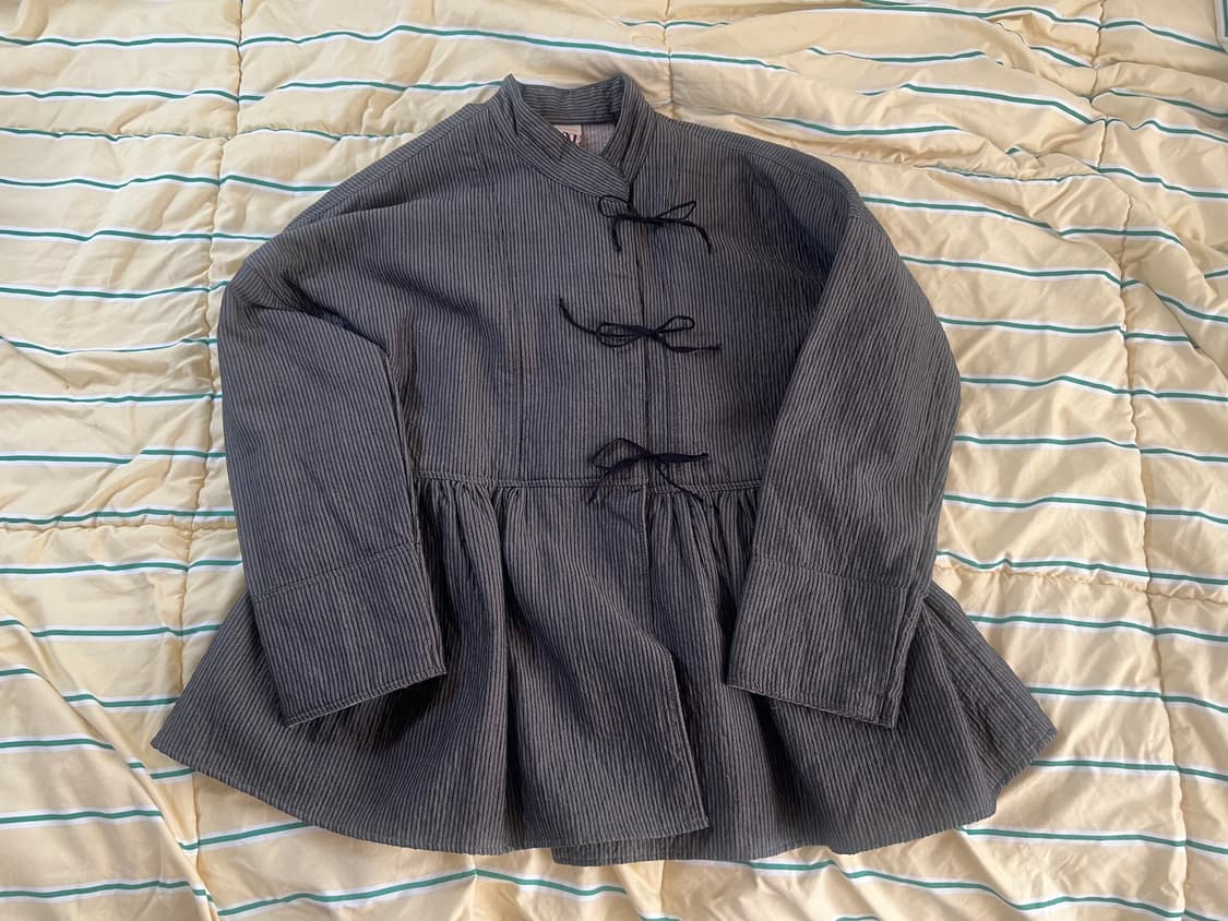 차이나 리본 타이 퀼팅 탑 상품이미지1