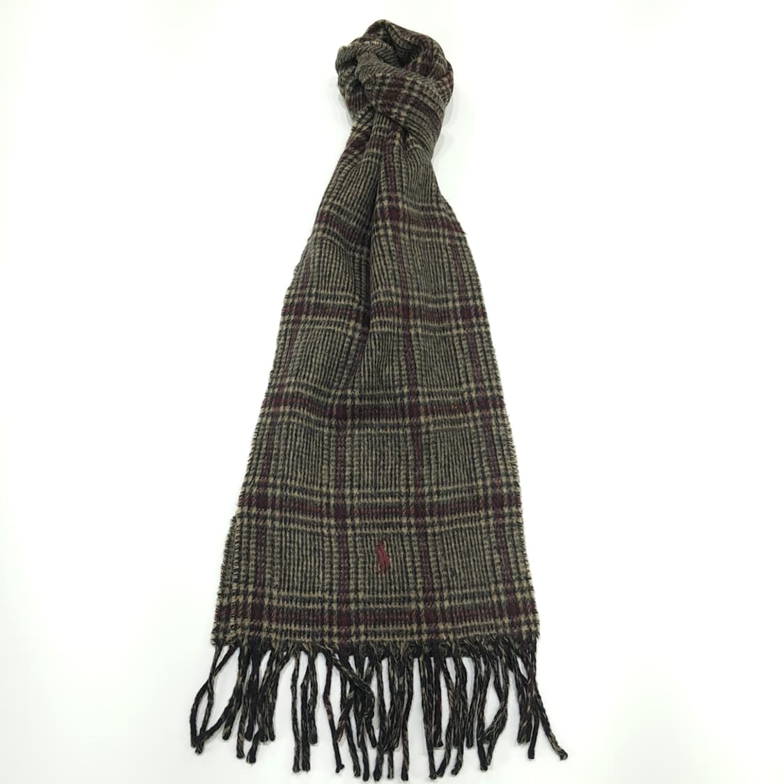 MX187 폴로 랄프로렌 체크 헤링본 램스울 양면 목도리 머플러 상품이미지1