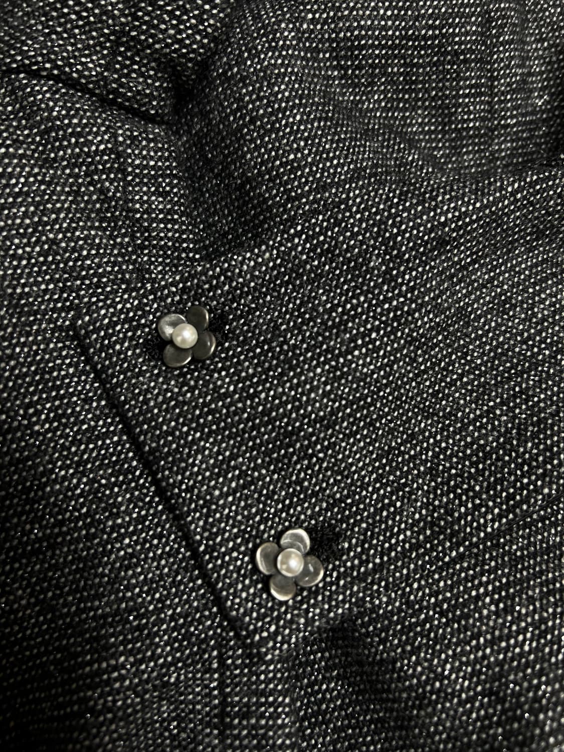 회색 트위드 플라워버튼 리본 원피스 상품이미지6