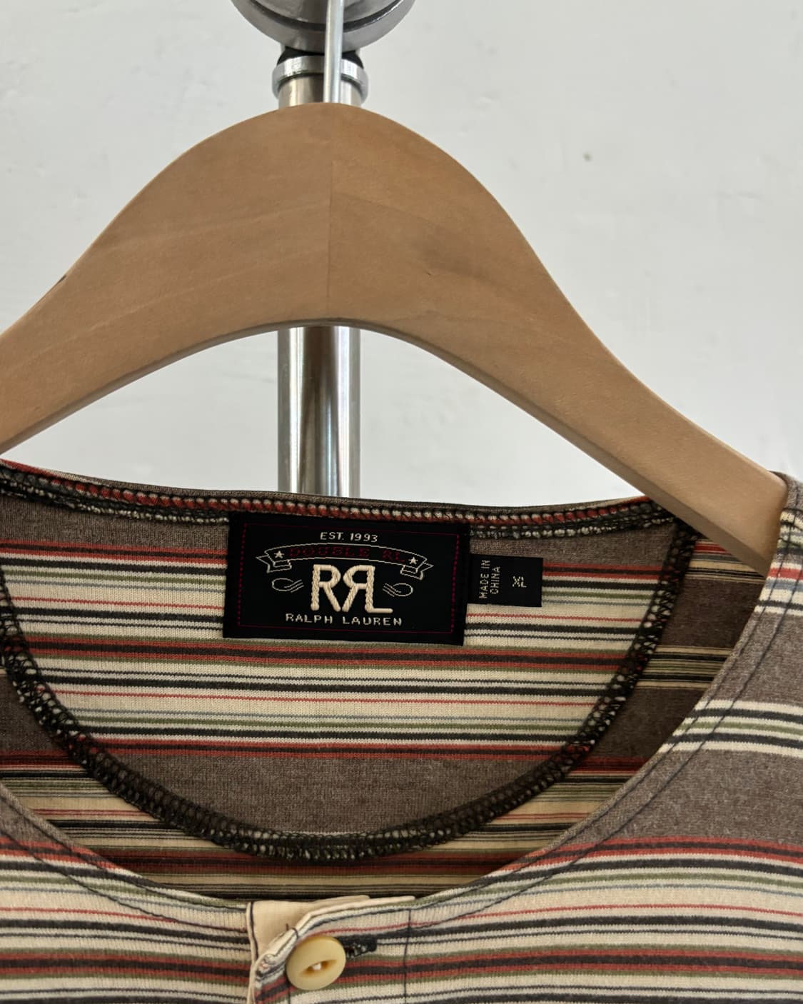RRL 더블알엘 브라운 스트라이프 헨리넥 롱슬리브 상품이미지7