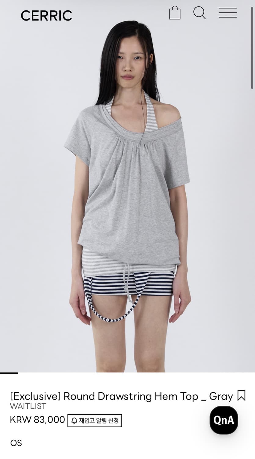 cerric round drawstring top 그레이 상품이미지1