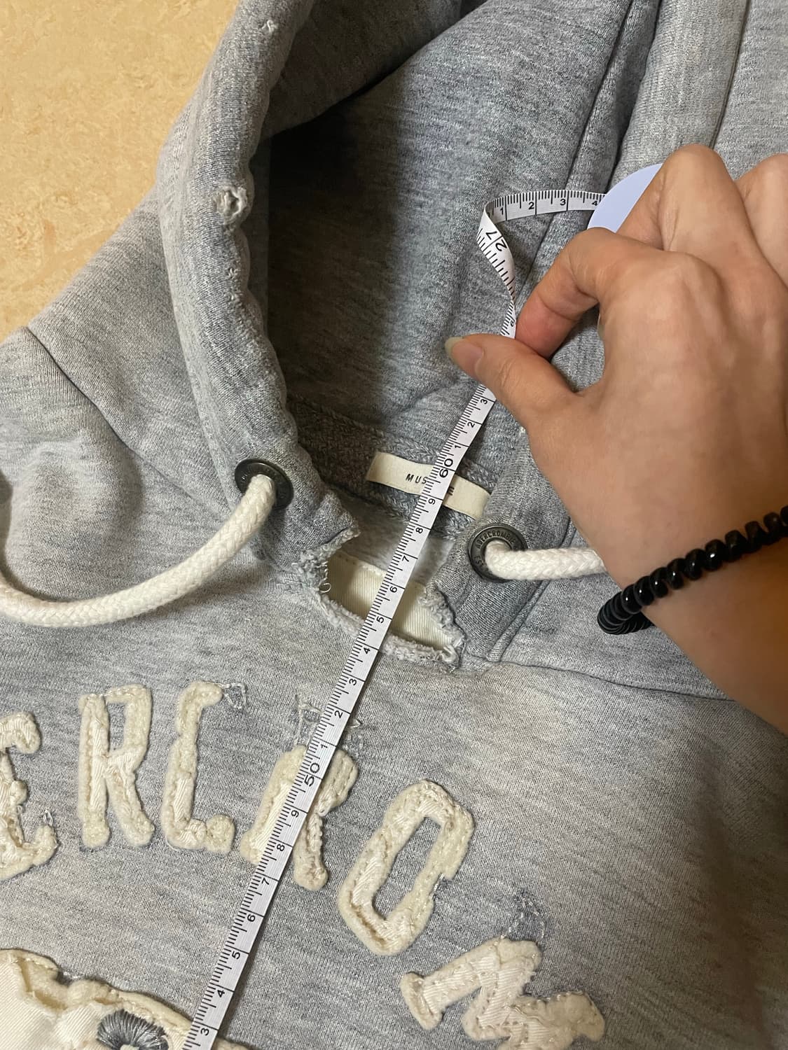 y2k 대장 아베크롬비 기모 데미지 후드 후드티 그레이 남성 S 머슬핏 상품이미지6