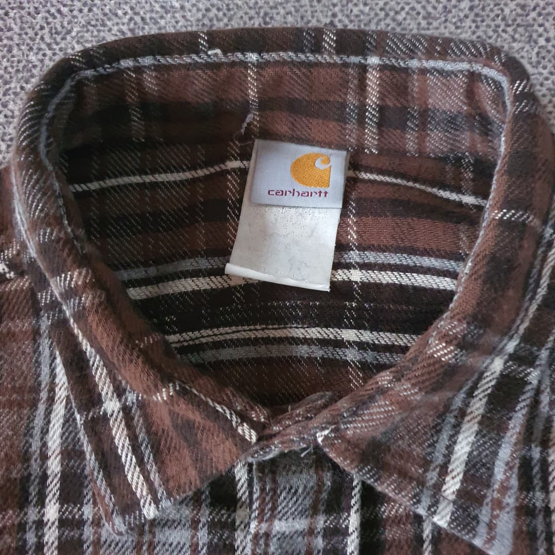 90s us made 칼하트 헤비웨이트 브라운  플라넬 셔츠 상품이미지5