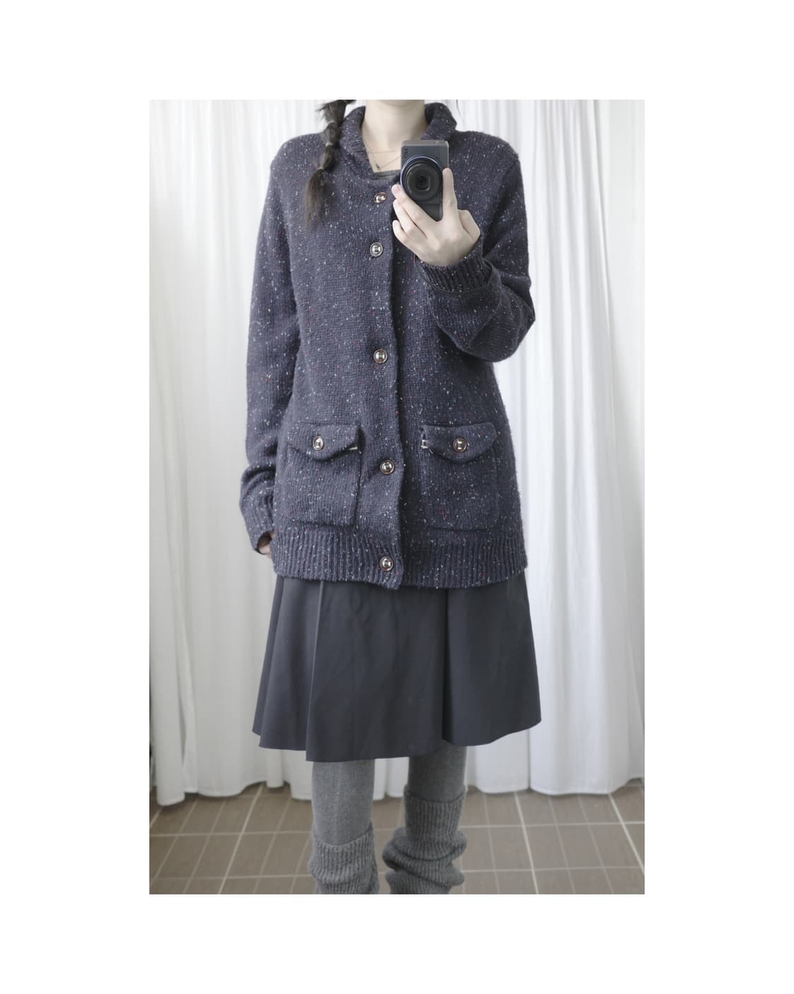 Beams navy cardigan 상품이미지3