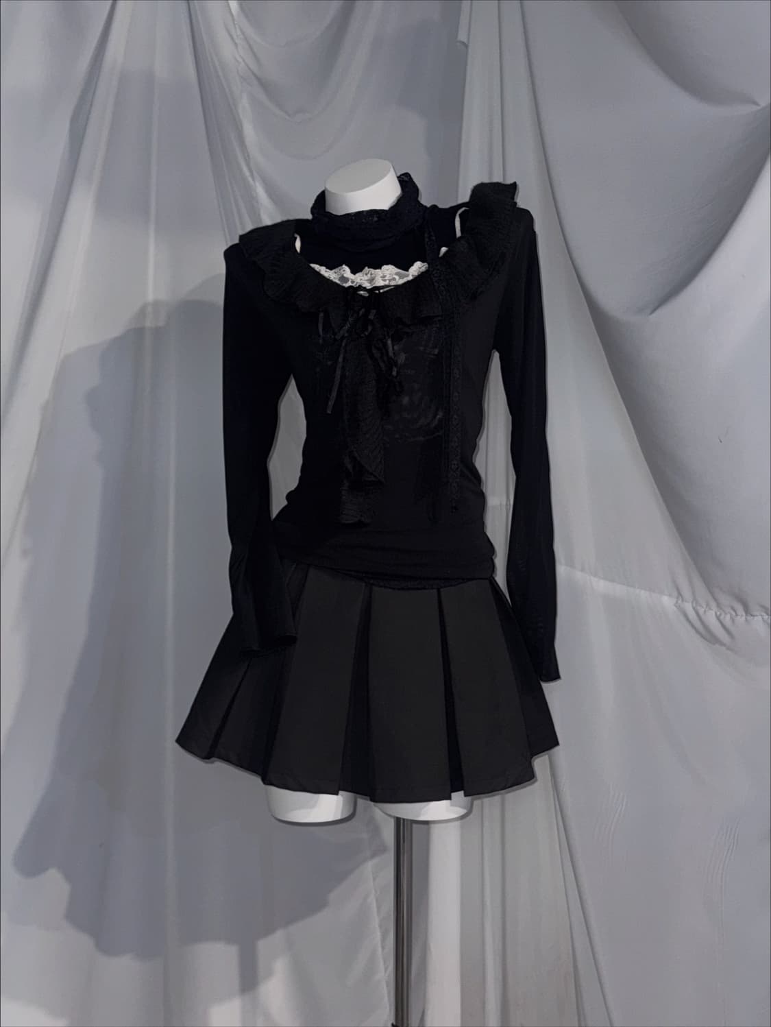 데일리 무채색 퍼 레더자켓 빈티지 시크 레이어드 코디세트  상품이미지4