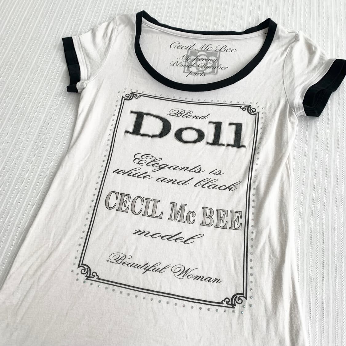 Cecil Mcbee ♥ 세실맥비 레터링 큐빅 딱붙탑 상품이미지4