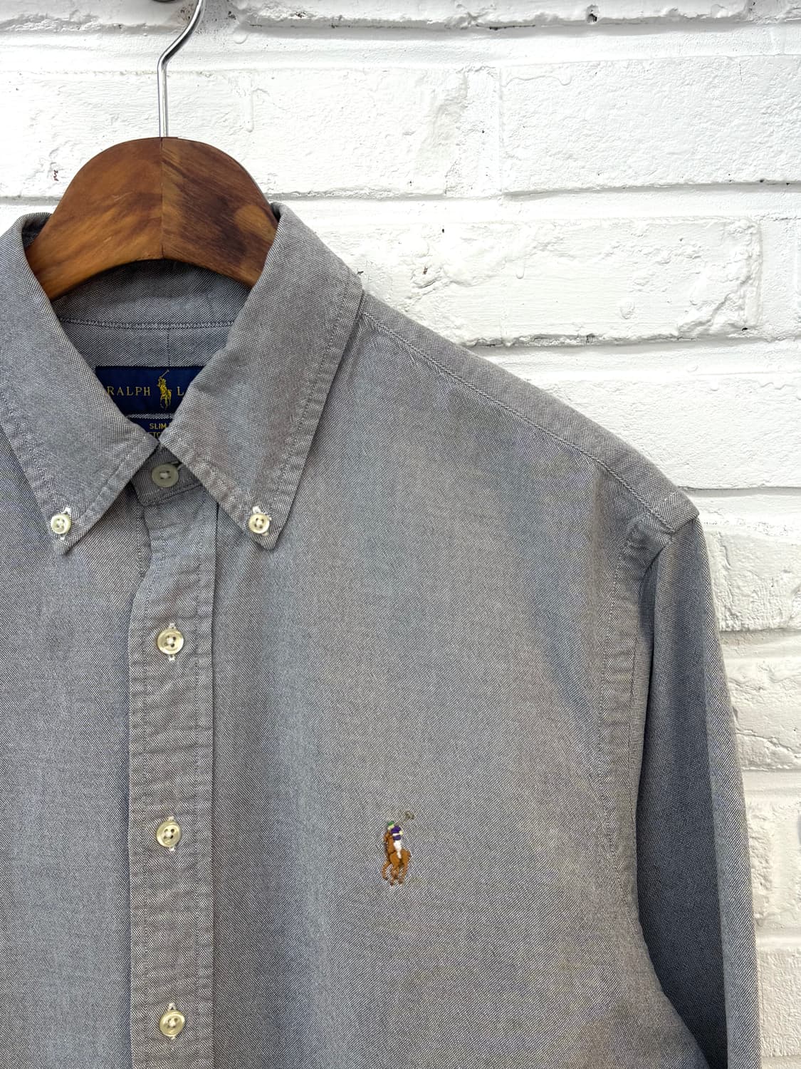 폴로 그레이 슬림핏 스트레치 옥스포드 셔츠 상품이미지4