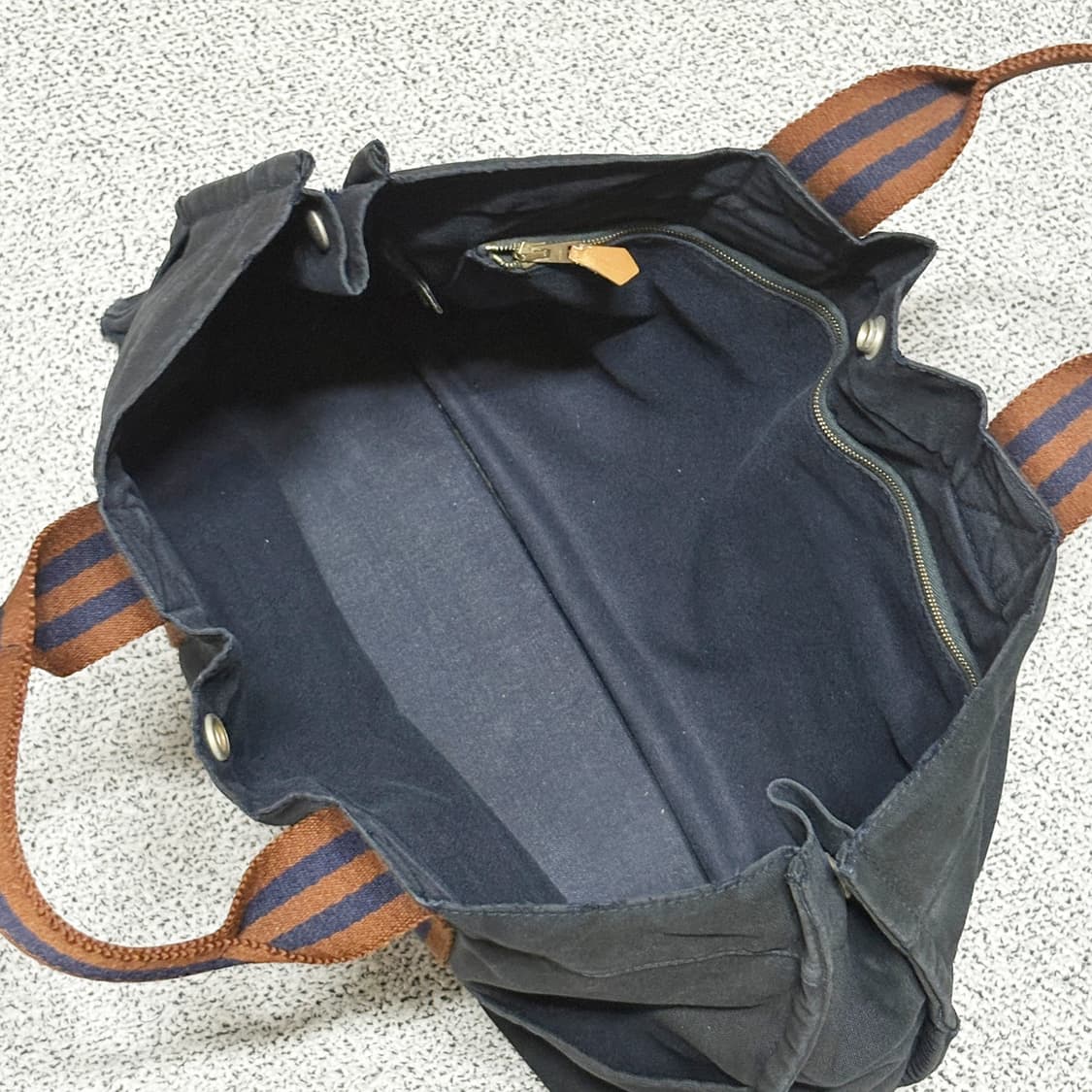 에르메스 후루토 캔버스 토트백 네이비/브라운 상품이미지5