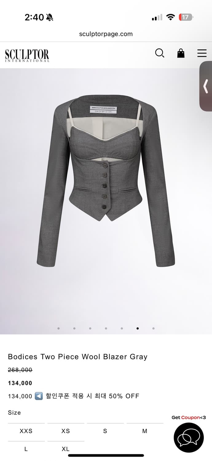 카모 착용  Bodices Two Piece Wool Blazer Gra 상품이미지4