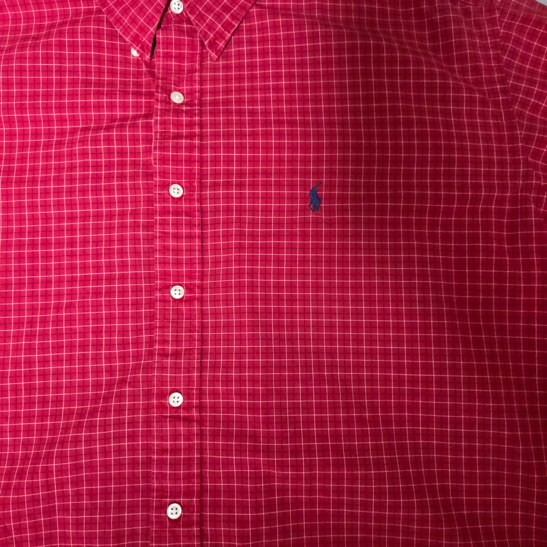 [2XL] 90s 빈티지 폴로 랄프로렌 블레이크 레드 체크 크롭 반팔셔츠 상품이미지2