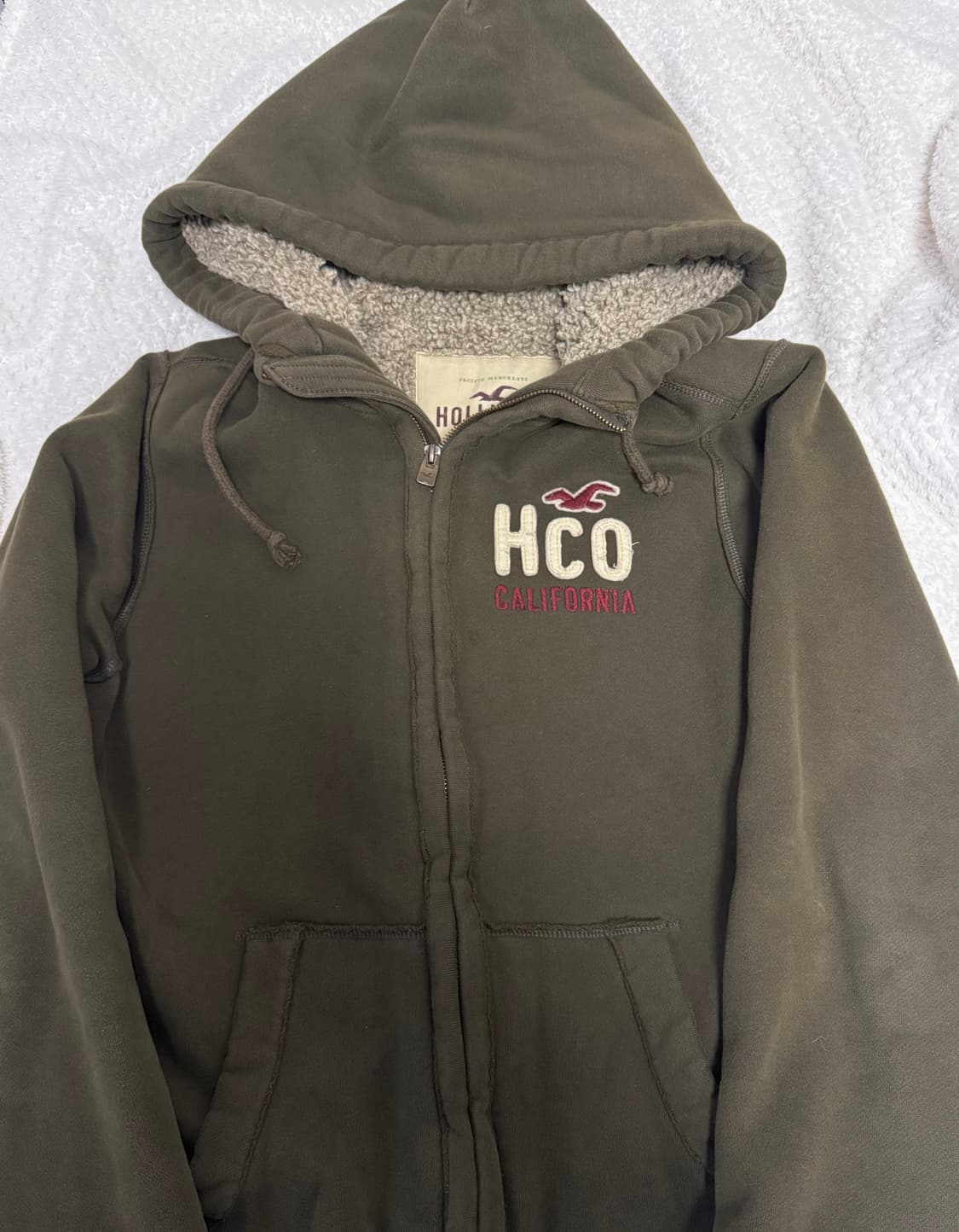 홀리스터 빈티지 카키 보아털 후드집업 상품이미지2