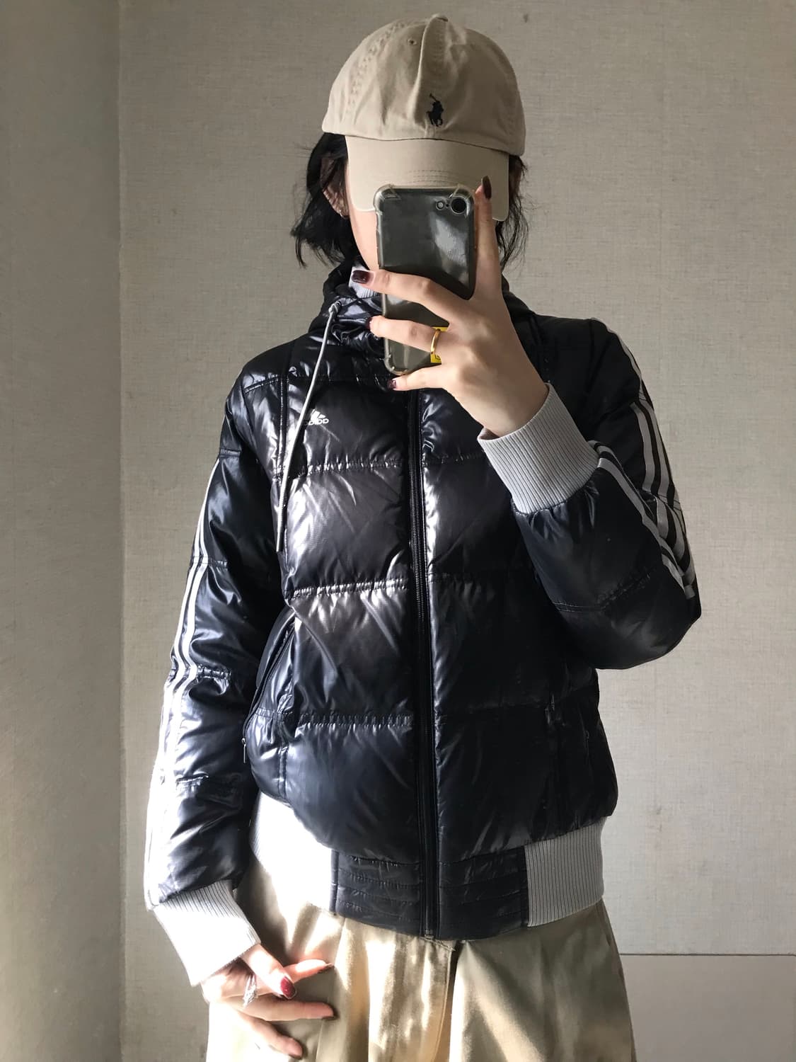 아디다스 블랙 실버 삼선 패딩 상품이미지1