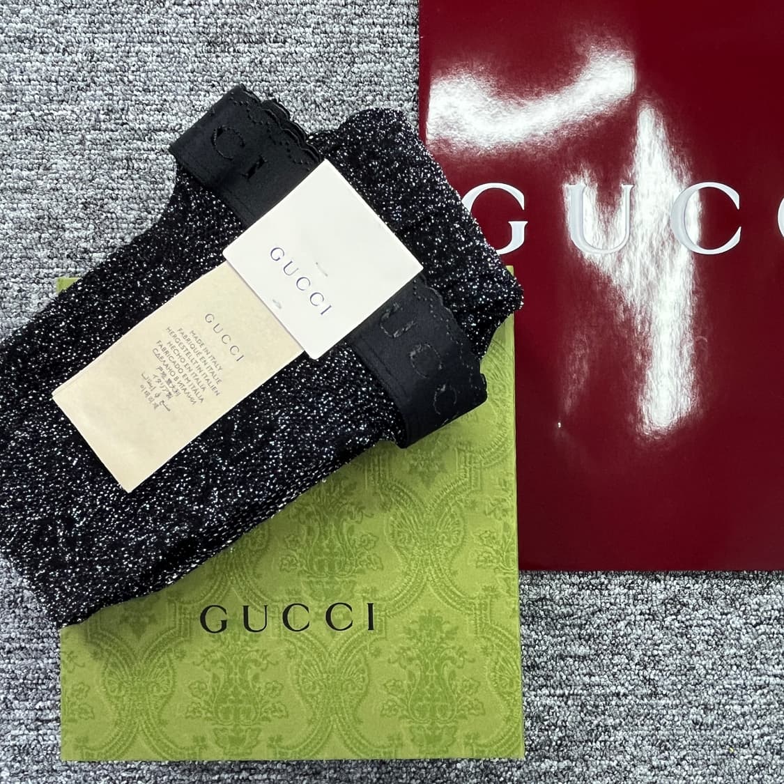 새상품 구찌 스타킹 GG 로고 타이트 스타킹 블랙 & 실버 상품이미지10