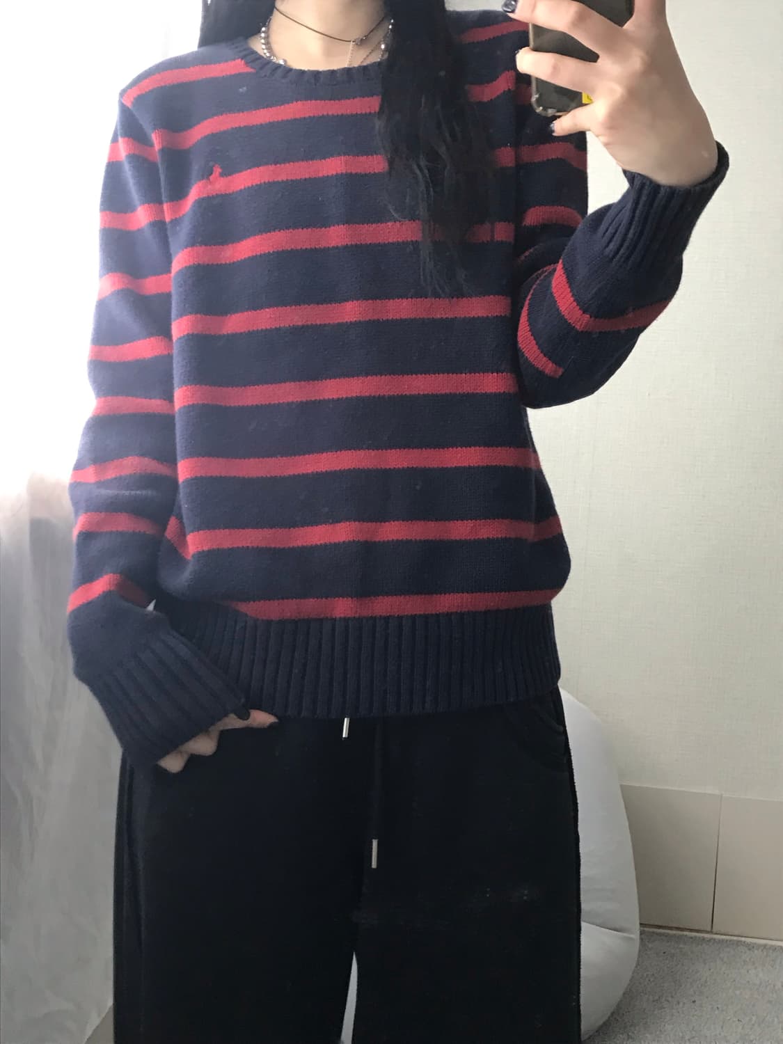 폴로 스트라이프 엘보패치 니트 상품이미지3