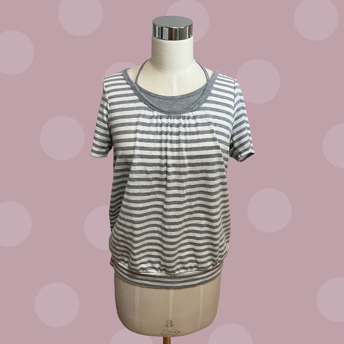 빈티지 홀터넥 레이어드 스트라이프 티셔츠 상품이미지3
