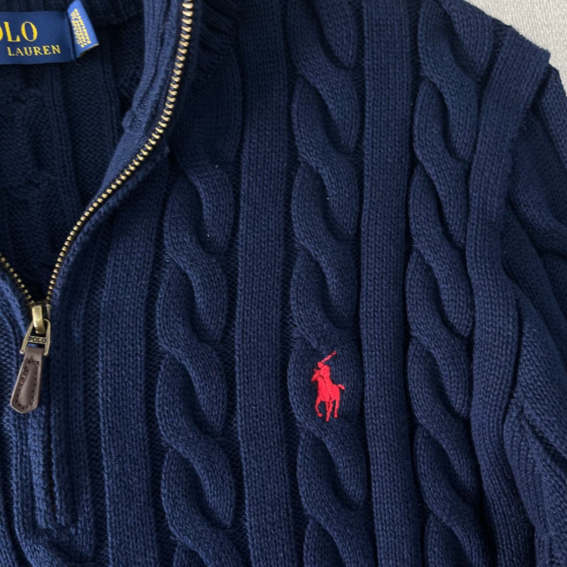 100 폴로랄프로렌 신형 꽈배기 반집업 니트 상품이미지3
