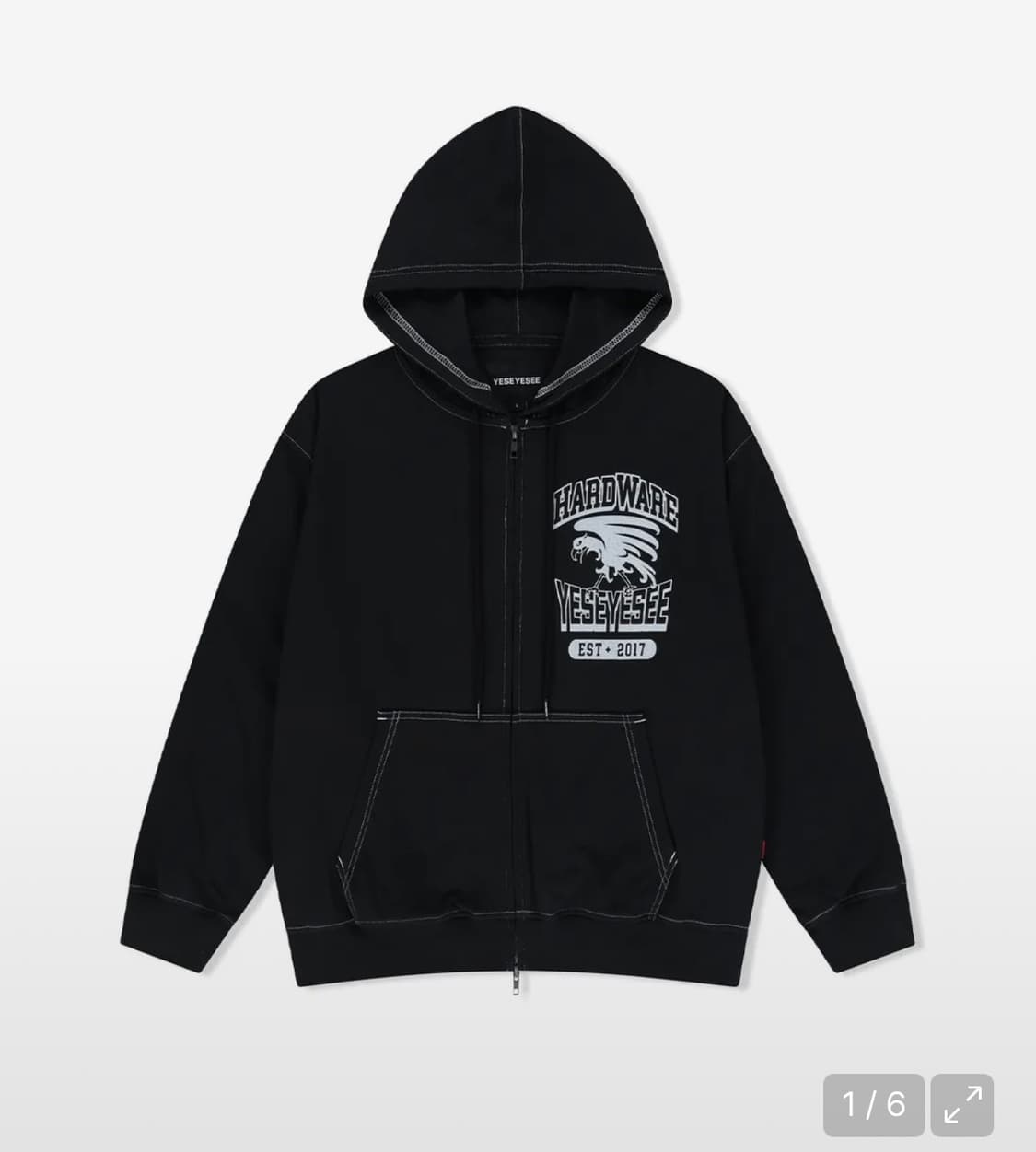 예스아이씨 Single Stitch Hoodie Black (M) 상품이미지1