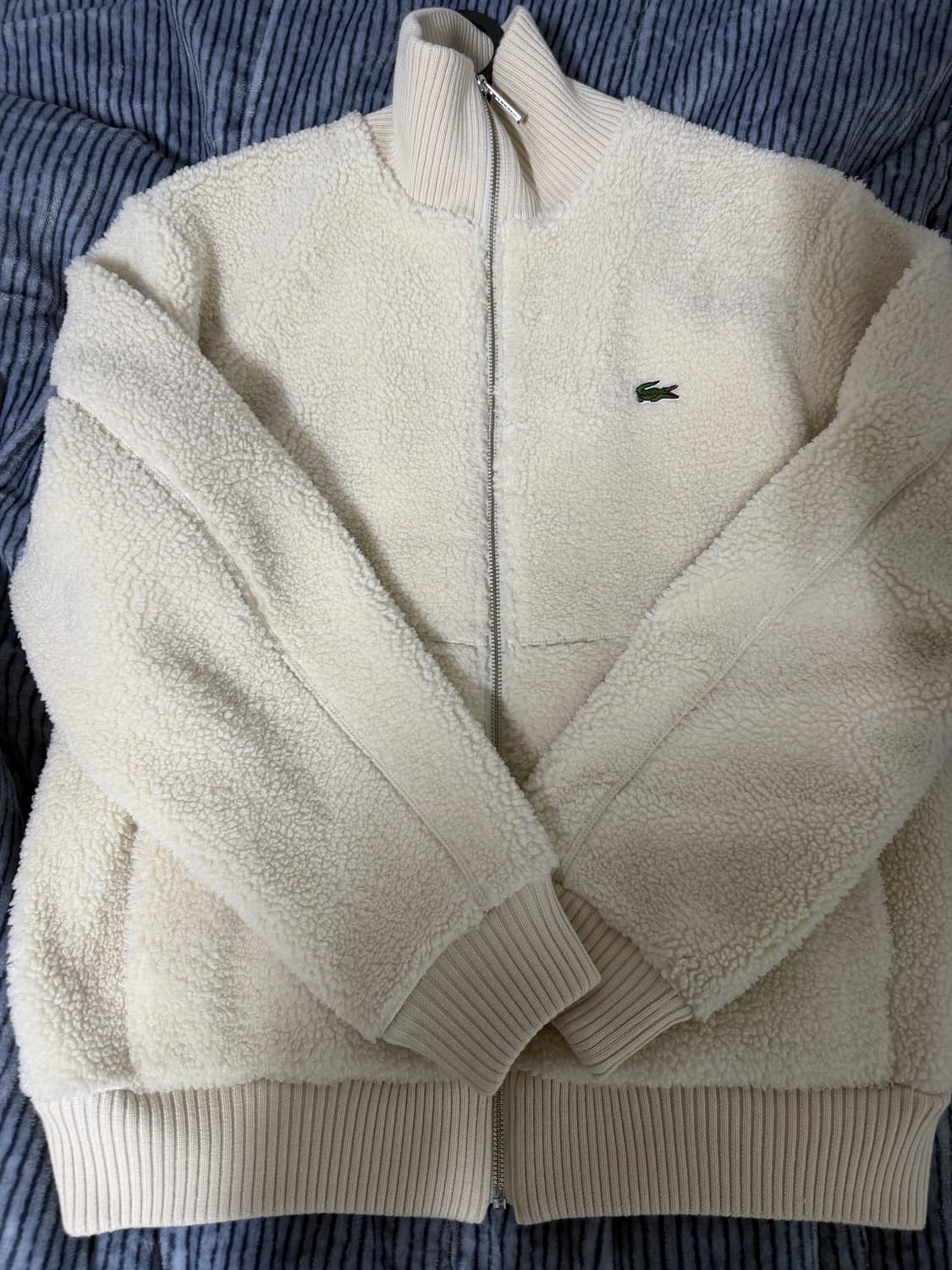 라코스테  와이드 립 카라 플리스 자켓 화이트 상품이미지2