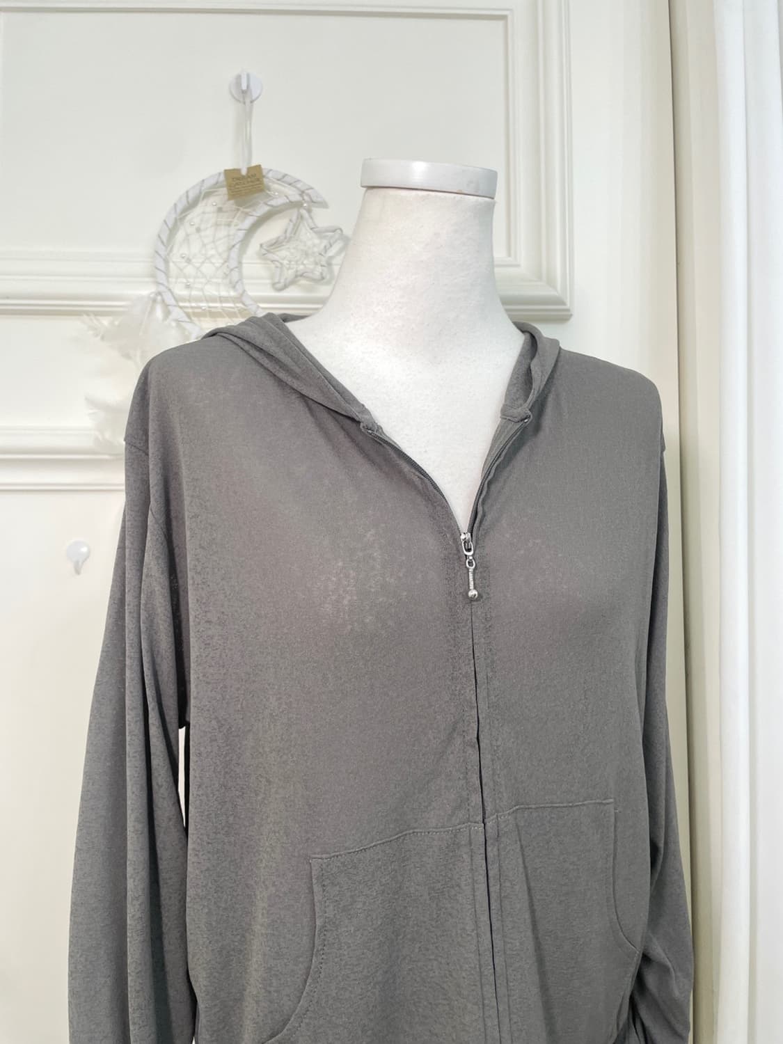khaki sleeve shirring summer hoodie-zip 상품이미지5