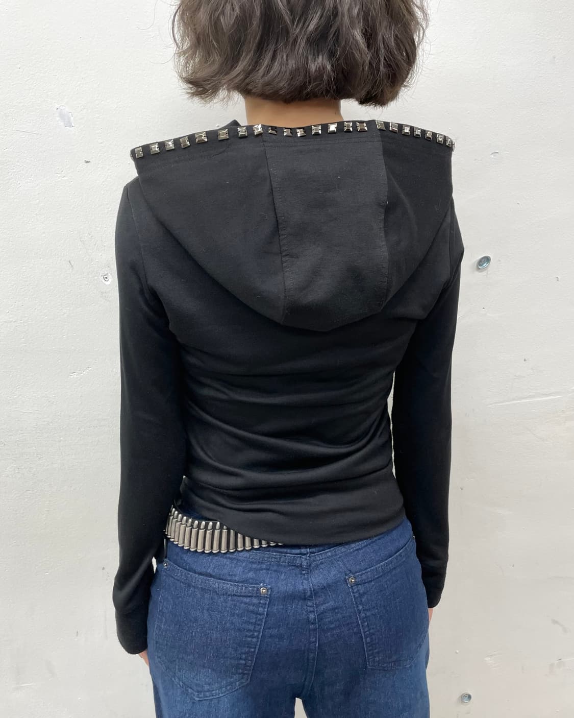 Hoodie Stud Black Sexy Hoodie Zip-Up  상품이미지4