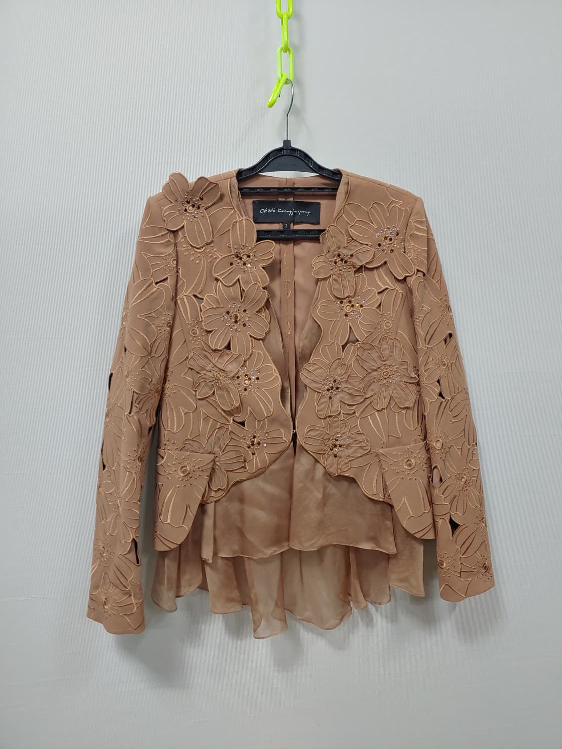 오브제 강진영  플라워 자수 자켓 브라운 66 상품이미지1