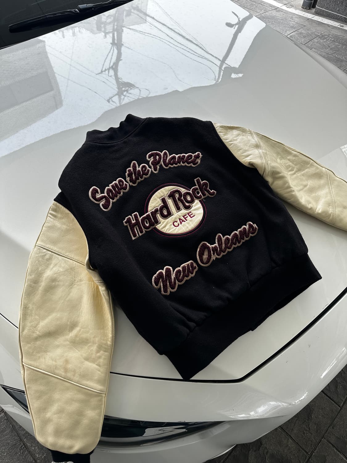 90s 하드락 카페 Hard Rock Cafe 레더 바시티 스타디움 자켓 상품이미지1