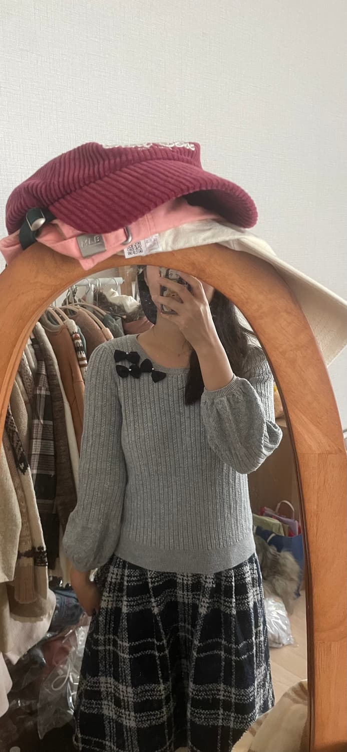 모리걸 빈티지 그레이 리본니트 set🩶🎀 상품이미지5