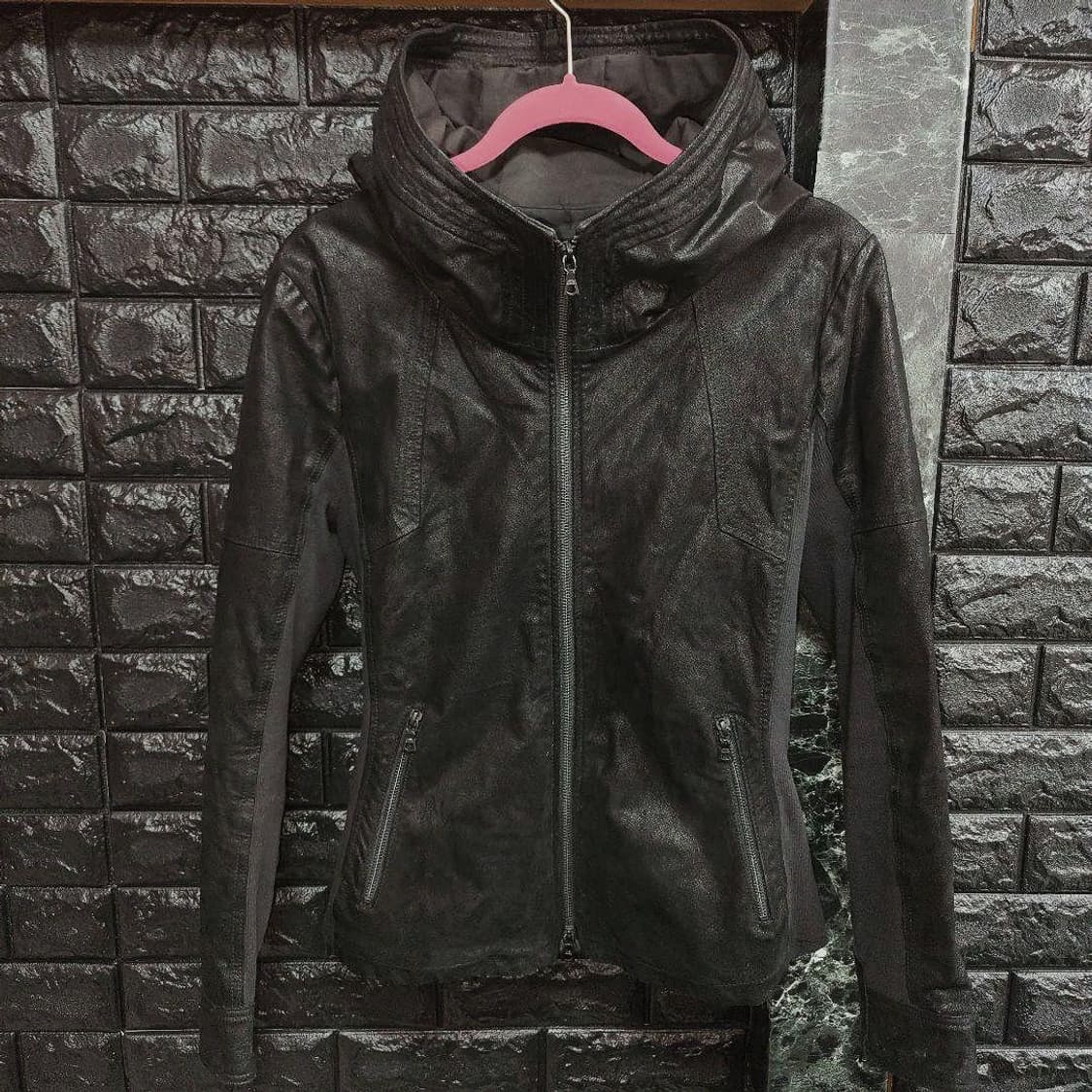 No id. 레더 스웨이드 후드 자켓 상품이미지1