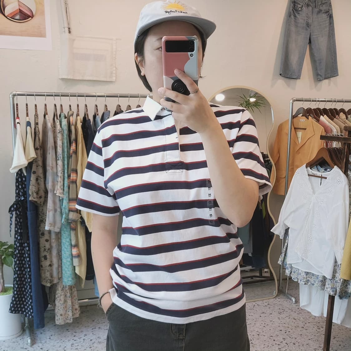 Topvalu 스트라이프 카라 반팔티(미착용 새제품) 상품이미지10