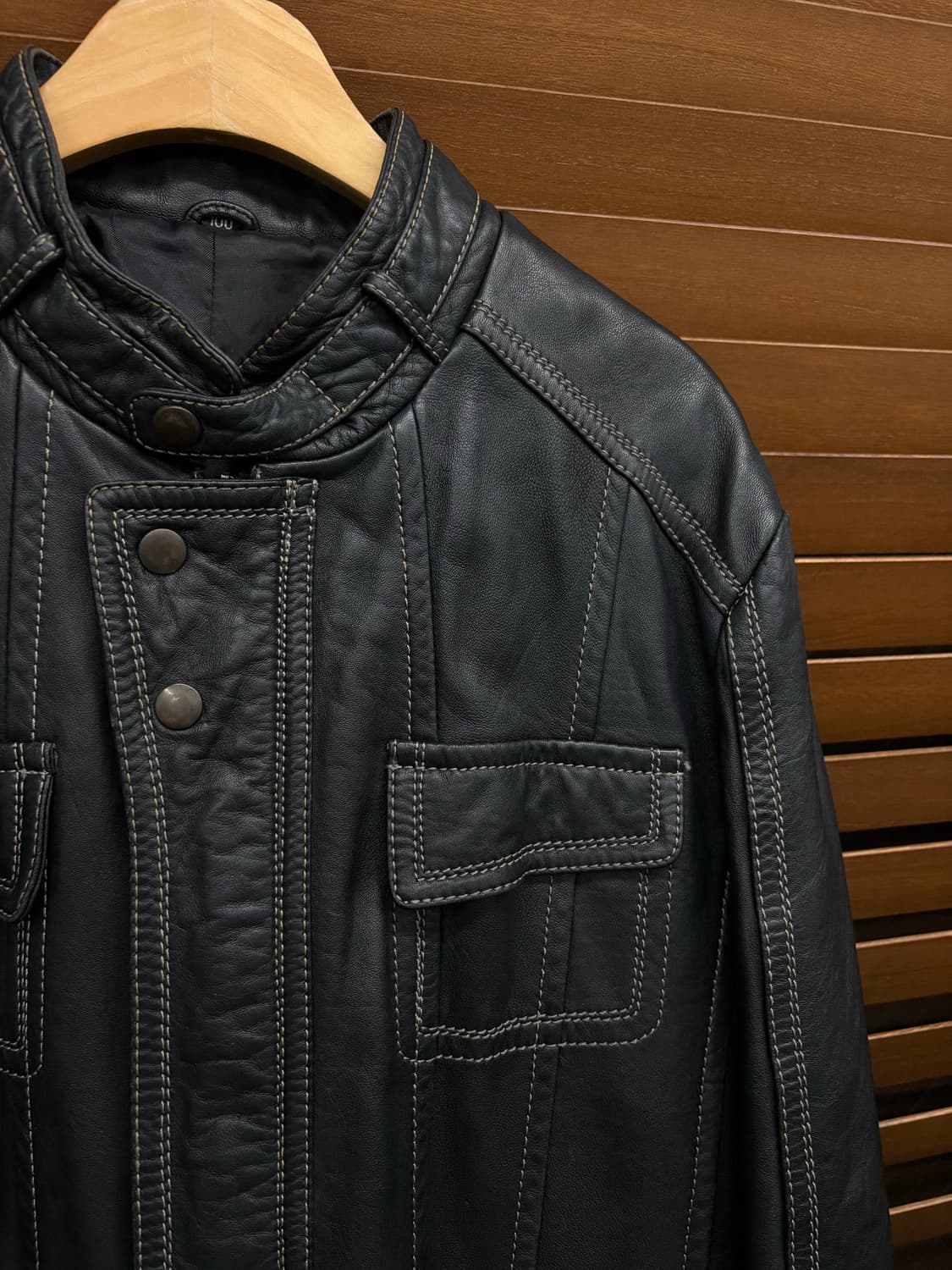 빈티지 레이싱 싱글라이더 스티치 양가죽 자켓 상품이미지3