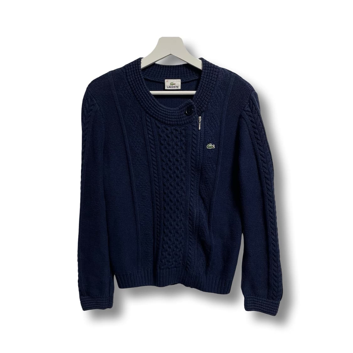 [42] 라코스테 빈티지 네이비 꽈배기 니트 집업 상품이미지1