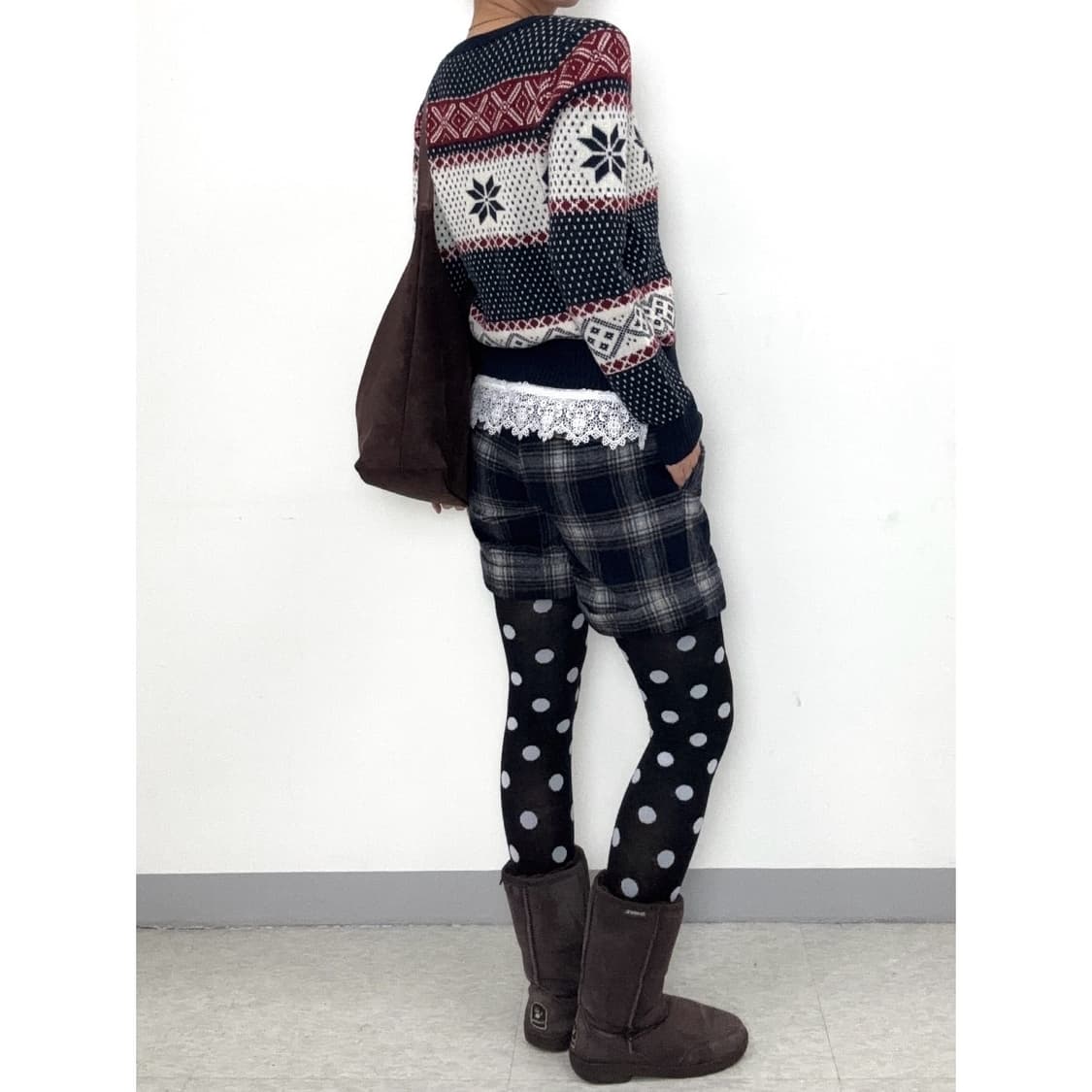 빈티지 울70% 체크 쇼츠 상품이미지2