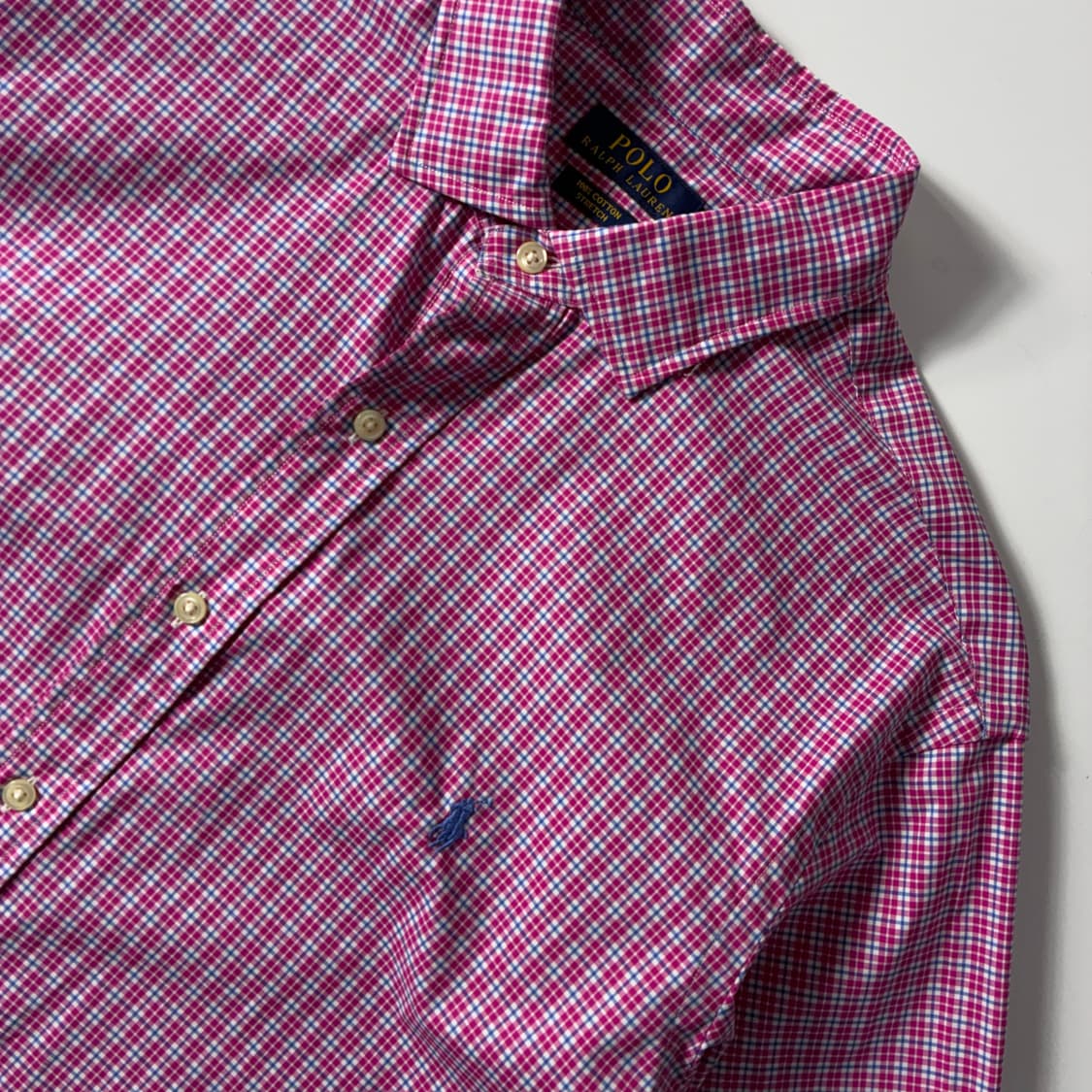 Polo  폴로 랄프로렌 자수 코튼 핑크 체크 셔츠  상품이미지3