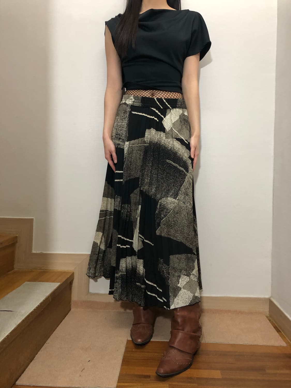 빈티지 블랙 오리엔탈 롱 스커트 상품이미지5