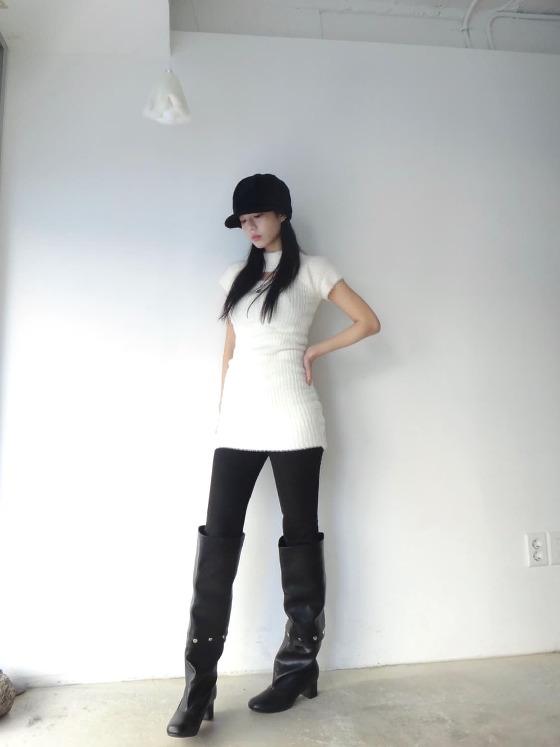 Chest slit slim ops / white 상품이미지4