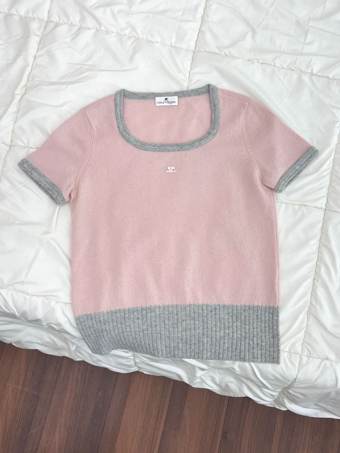 courreges / 꾸레쥬 핑크&그레이 울 캐시미어 니트   상품이미지2