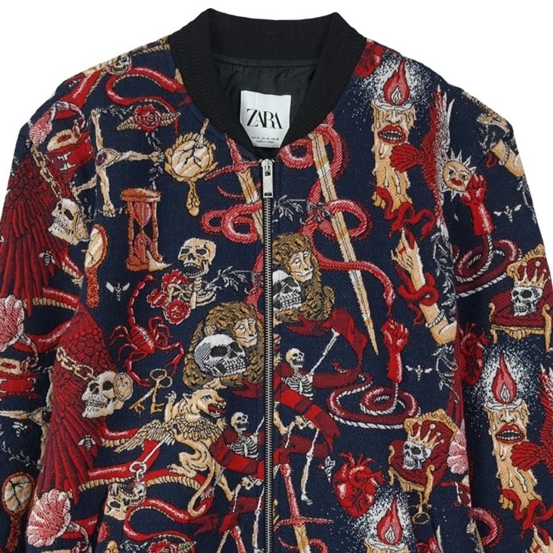 [자라] 빈티지 패턴 쟈카드 집업 블루종 자켓 M18703 상품이미지4