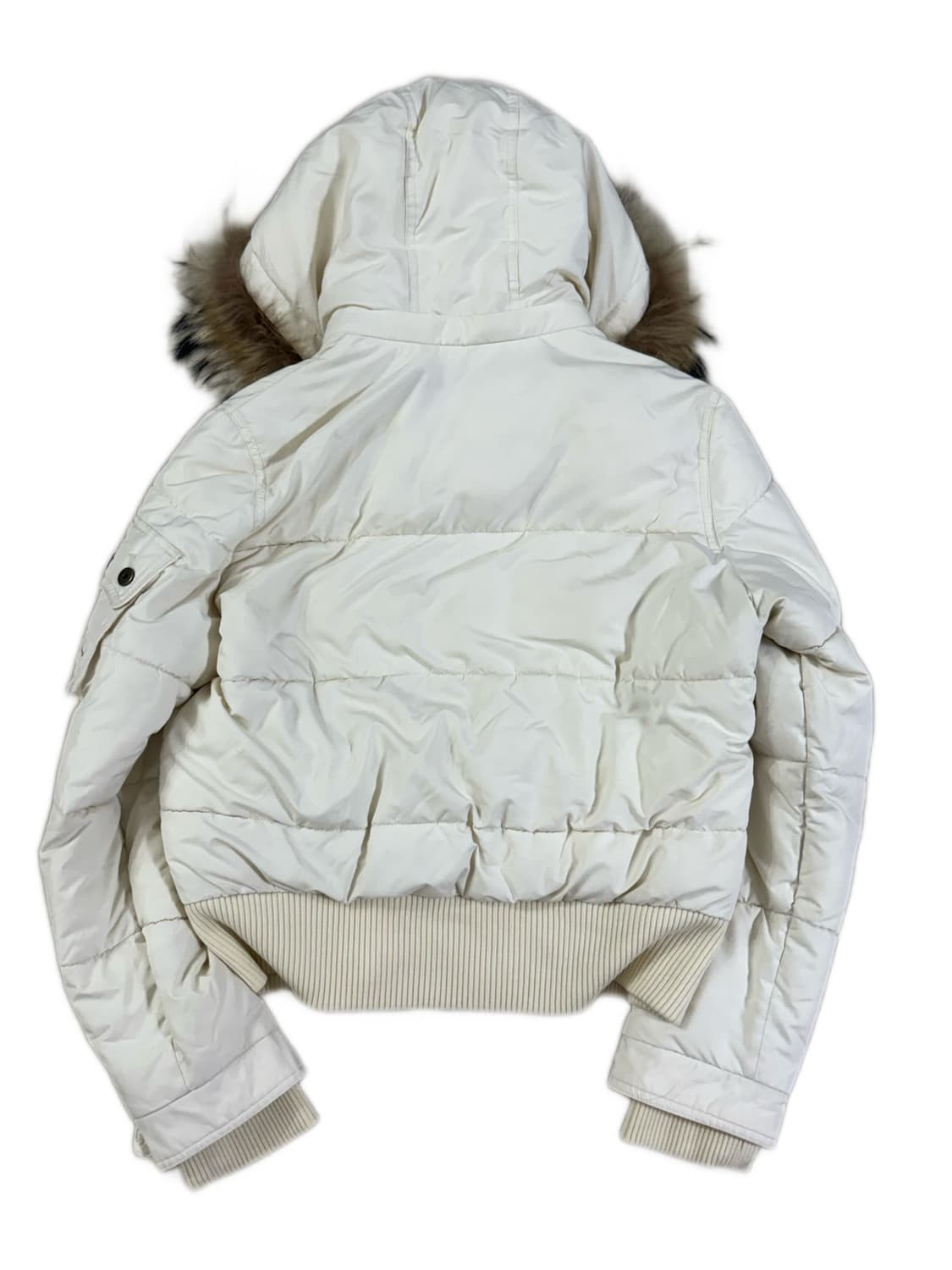 Ask 에스크 화이트 아이보리 울프죠 퍼 후드 패딩 상품이미지3
