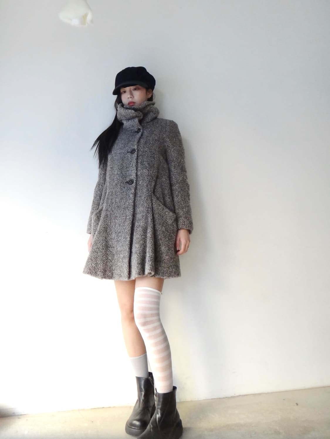 Devided newsie cap / navy 상품이미지6