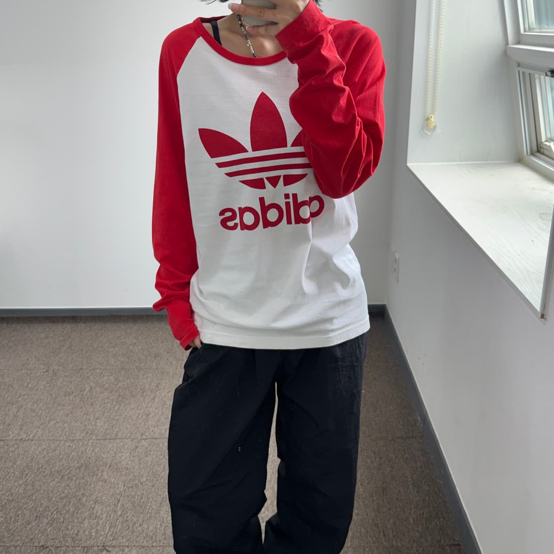 Adidas 아디다스 빅 파이어로고 레드 나그랑 롱슬리브  상품이미지2